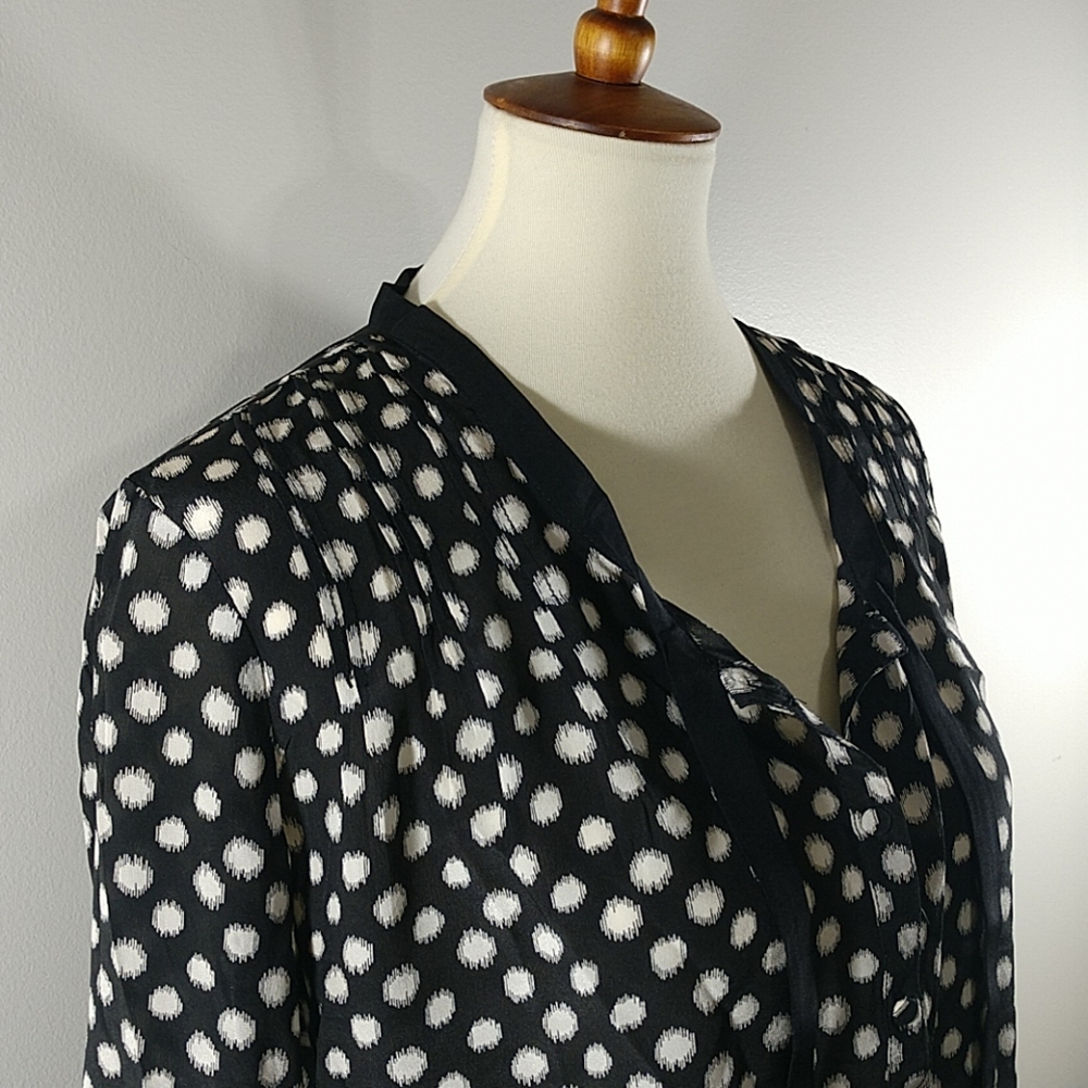 Top: NEW Greylin Silk Polka Dot Button Blouse